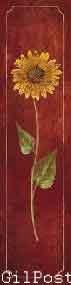 פרח בבורדו 2 רומנטי עיצוב מודרני מינמליסטי טבע גבעול רקע אדום